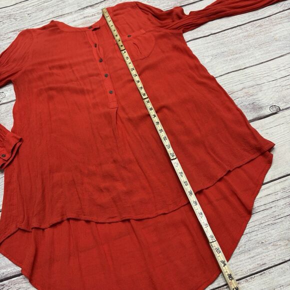 Free People High Low Tunic Top Gauze Flowy Women’s Size Medium Red - Picture 4 of 8